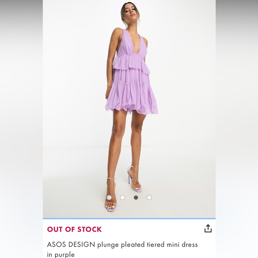 ASOS / Purple Plunge Pleated Tiered Mini Dress size 2